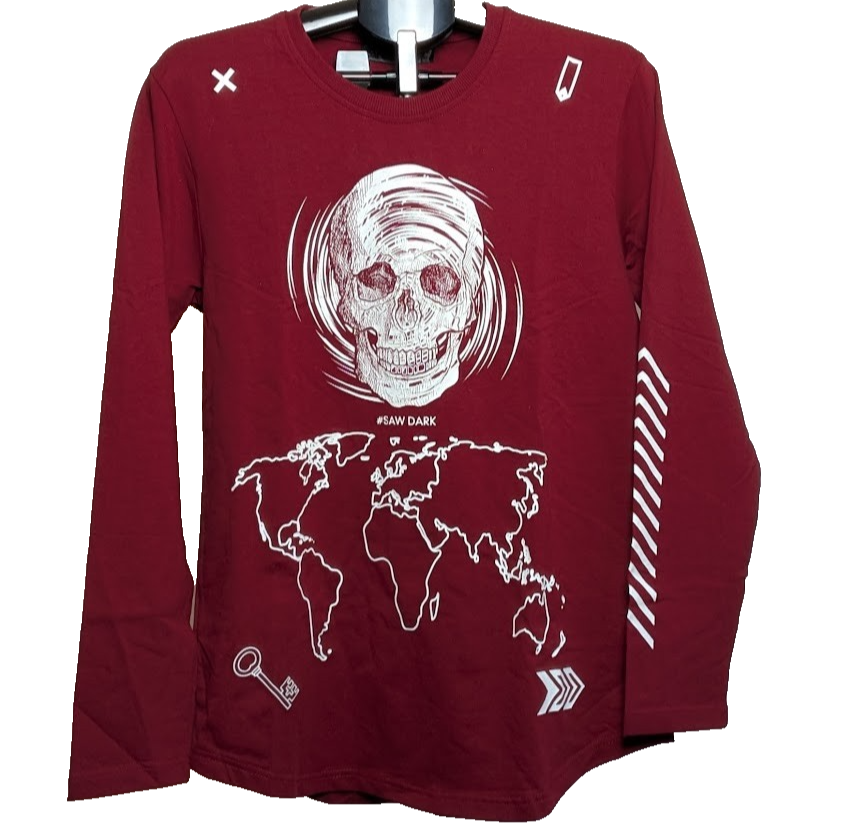 SAW Couture Streetware TShirt-Size Large-Burgandy Red Long Sleeve SAW