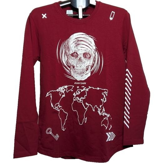 SAW Couture Streetware TShirt-Size Large-Burgandy Red Long Sleeve SAW