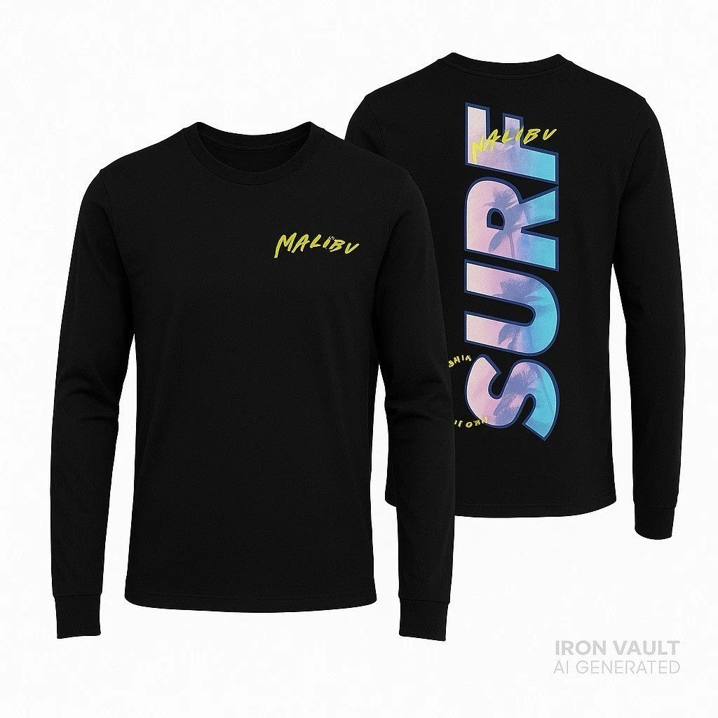 Original Use Malibu Surf Black Long Sleeve Graphic Tee Men's Size Large Original Use