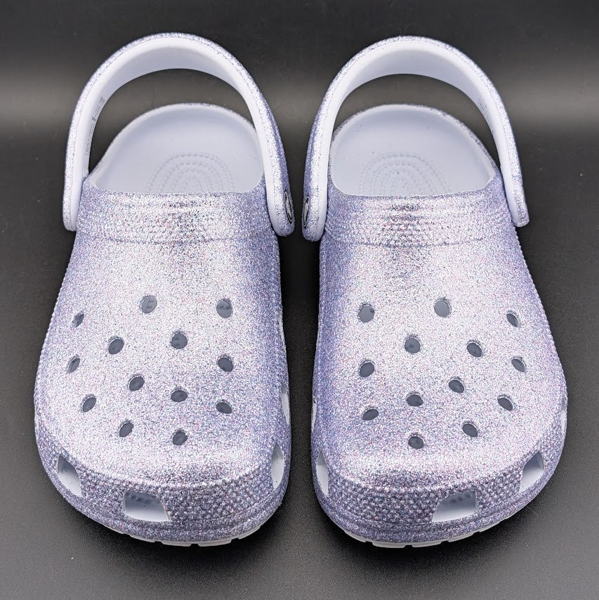 Big Kids' 4Y Classic Chunky Glitter Clog Grape Ice Holds 26 Jibbitz Charms Crocs