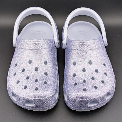 Big Kids' 4Y Classic Chunky Glitter Clog Grape Ice Holds 26 Jibbitz Charms Crocs