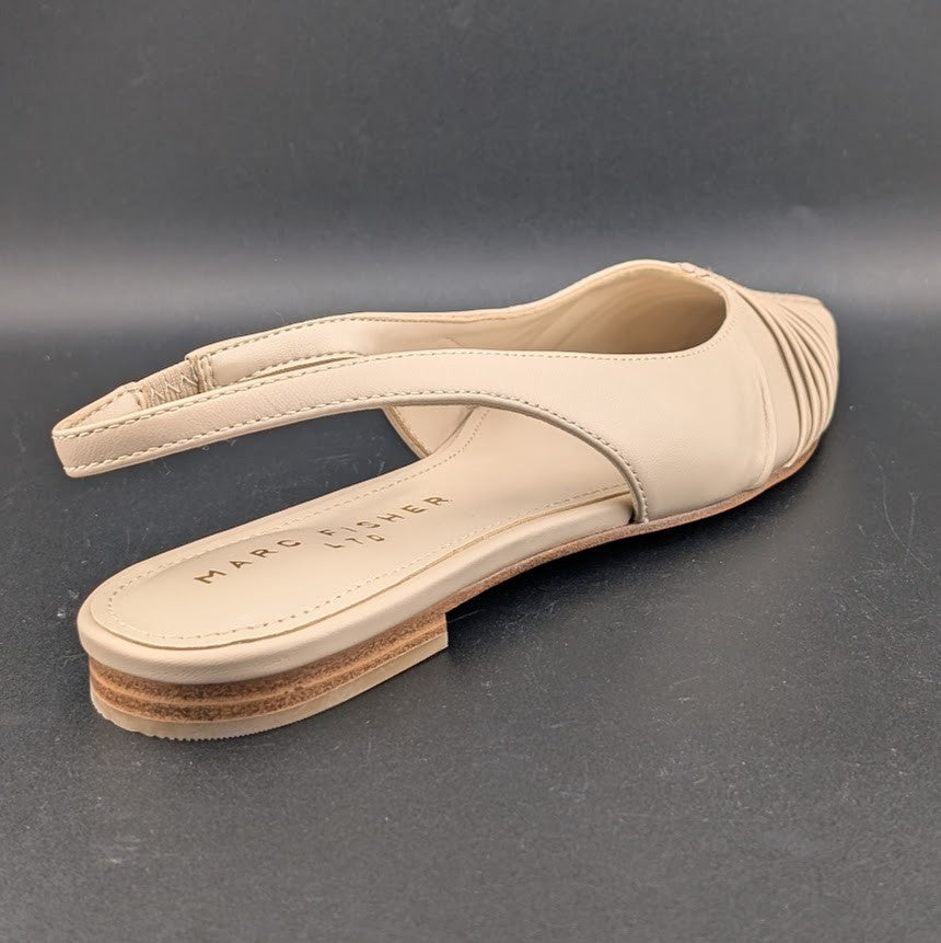 Marc Fisher LTD Women's Size 6.5 Dalatee Ruched Slingback Flats Nude Marc Fisher
