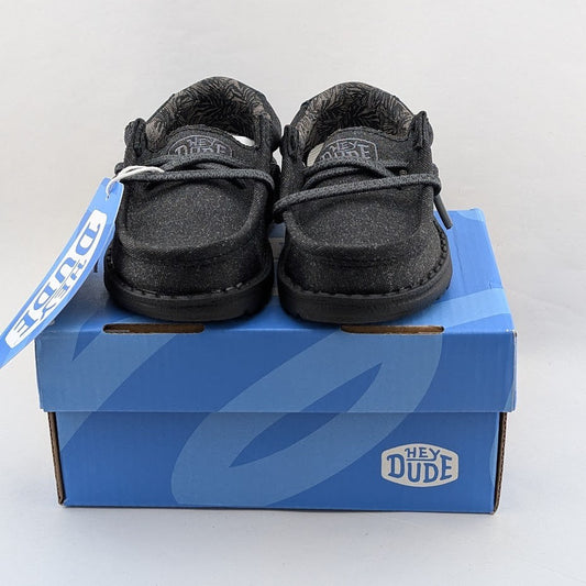 Hey Dude Youth Wally Basic Black Casual Kids Shoes Size US 6 Toddler 40655-001 Hey Dude