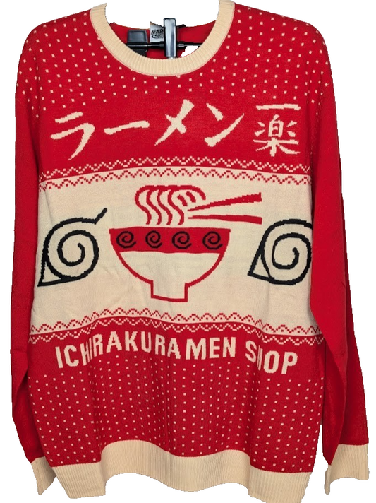 NEW Naruto Shippuden Ichiraku Ramen Shop Men's XL Sweater Red Knit Men's XL Ripple Junction