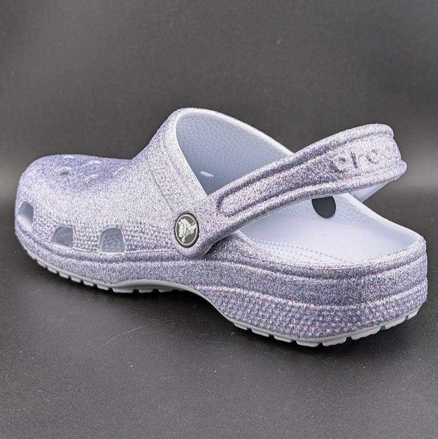 Big Kids' 4Y Classic Chunky Glitter Clog Grape Ice Holds 26 Jibbitz Charms Crocs