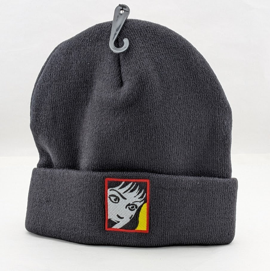 Ripple Junction Junji Ito Collection Shocked Face Embroidered Cuff Beanie Black Ripple Junction