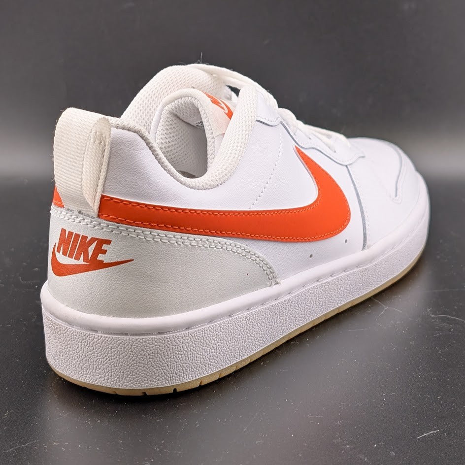 NIKE Court Borough Low 2 GS White/Orange BQ5448-114 Sizes 4.5Y-6.5 (Women's 6-8) Nike