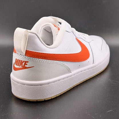 NIKE Court Borough Low 2 GS White/Orange BQ5448-114 Sizes 4.5Y-6.5 (Women's 6-8) Nike