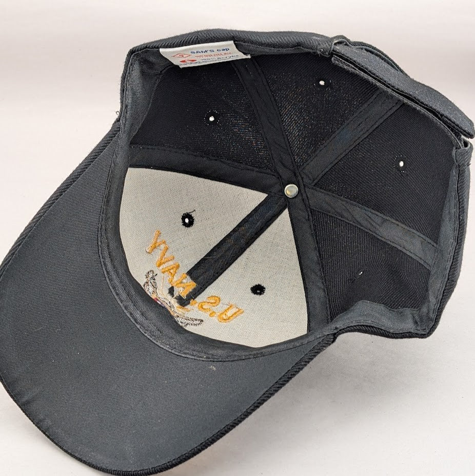 US NAVY Baseball Cap Hat Mesh One Size Fits Most Black Quality Embroidered US Navy
