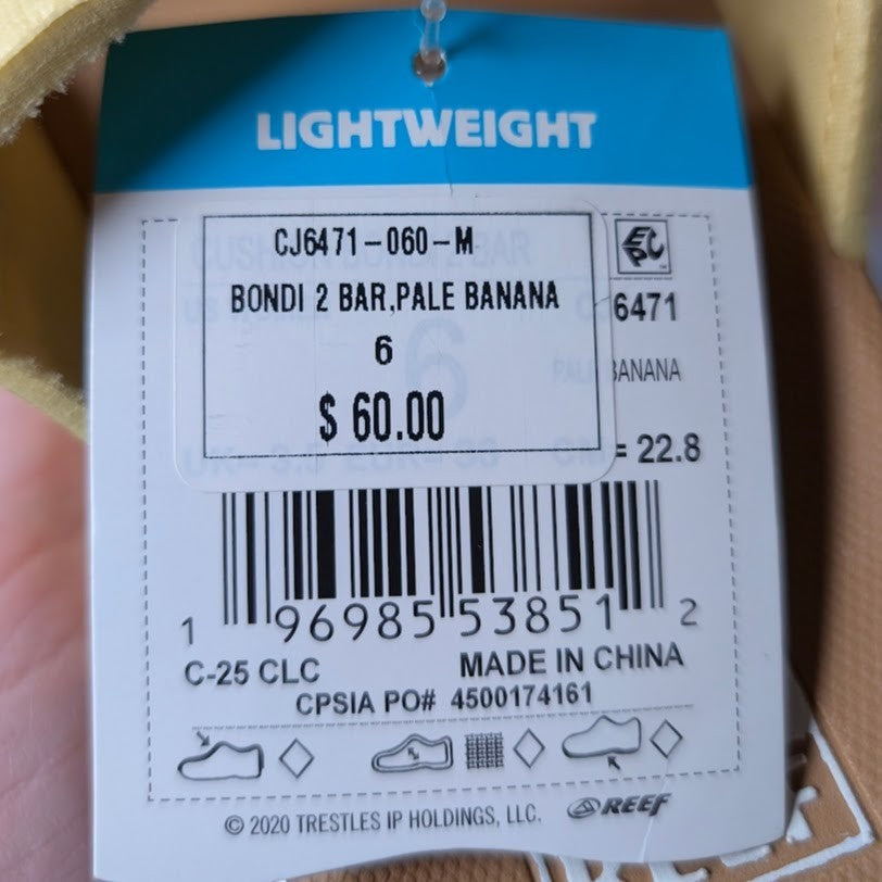 REEF Cushion Bondi 2 Bar Women’s Sizes 6-11 Platform Sandals Yellow Pale Banana Reef