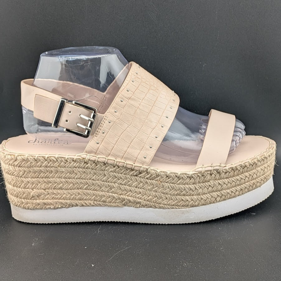 CHARLES by Charles David Women's Size 9.5 Scale Platform Wedge Sandals in Nude CHARLES DAVID