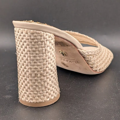 The Nat Note X Antonio Melani Sz 6.5M High Heel Natural Woven Slide Sandals The Nat Note X Antonio Melani