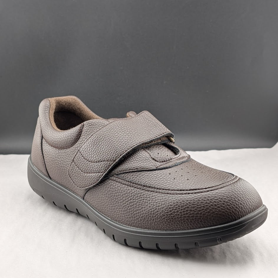 Footsaver by Drew~Poker, Mens Wide Brown Strap Slip-ons Sizes 11W-14W Diabetics Footsaver by Drew