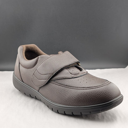 Footsaver by Drew~Poker, Mens Wide Brown Strap Slip-ons Sizes 11W-14W Diabetics Footsaver by Drew