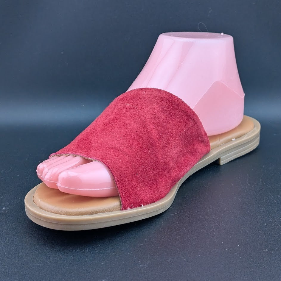 Simona Rossi Red Genuine Leather Women's Slide Sandals Slip On Size 7.5 simona rossi