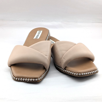 Steve Madden Beige Women’s Size 9 Rayne Studded Flat Sandal Slide Steve Madden