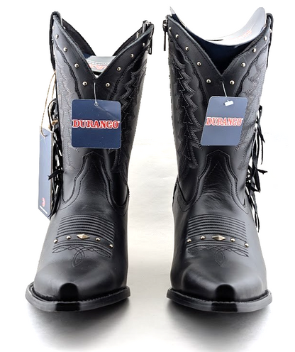 Durango Crush Womens Sz 9.5 Black Leather Tassles Cowboy Western Boots DRD0432 Durango