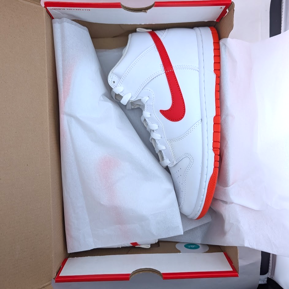 Nike Men's Size 7.5 Dunk HI Retro White/Picante Red-White DV0828 100 New in Box Nike