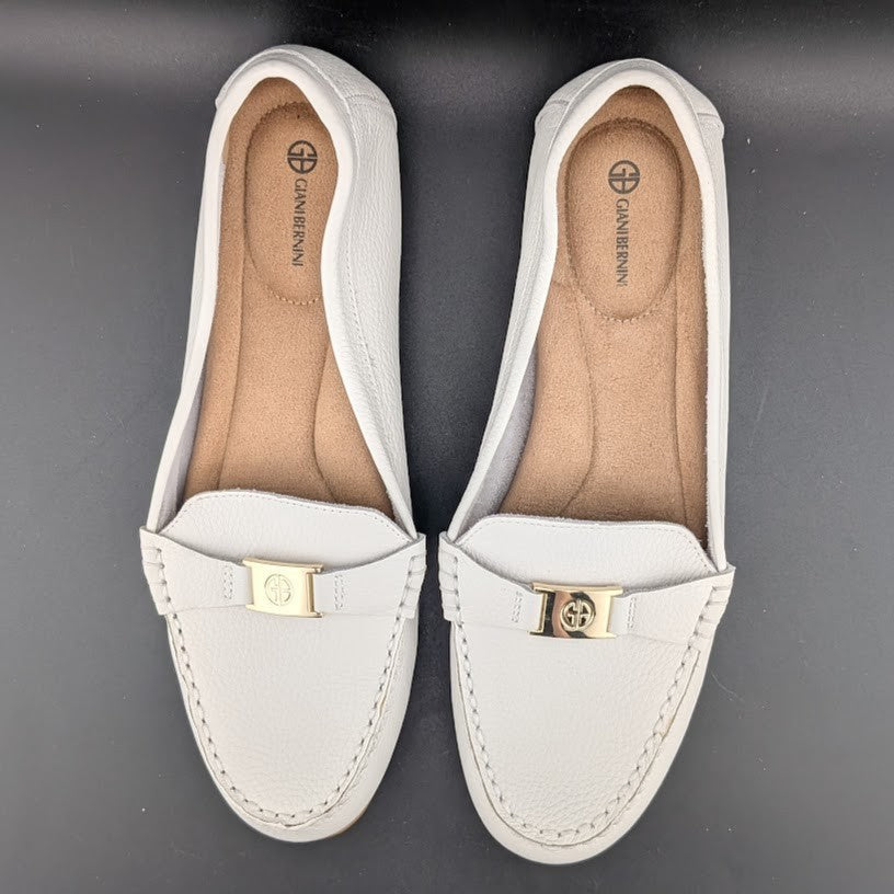 Giani Bernini Womens Size 8M Dailyn Tumbled White Leather Loafers w/ Memory Foam Giani Bernini