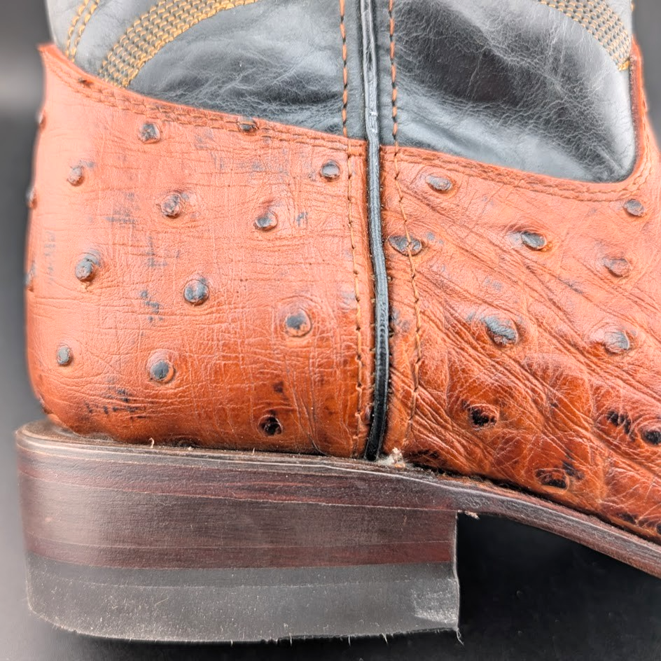 Men's Size 8.5D Reywelt Full Quill Exotic Ostrich Cowboy Boots Handmade Botas Reywelt