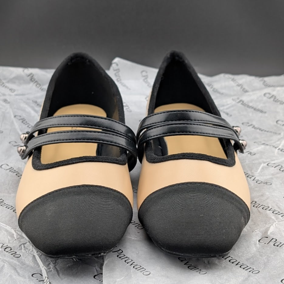 C.Paravano Women's Size 8 (EU 38.5) Mary Jane Ballet Flat Shoes Square Toe Soft C. Paravano