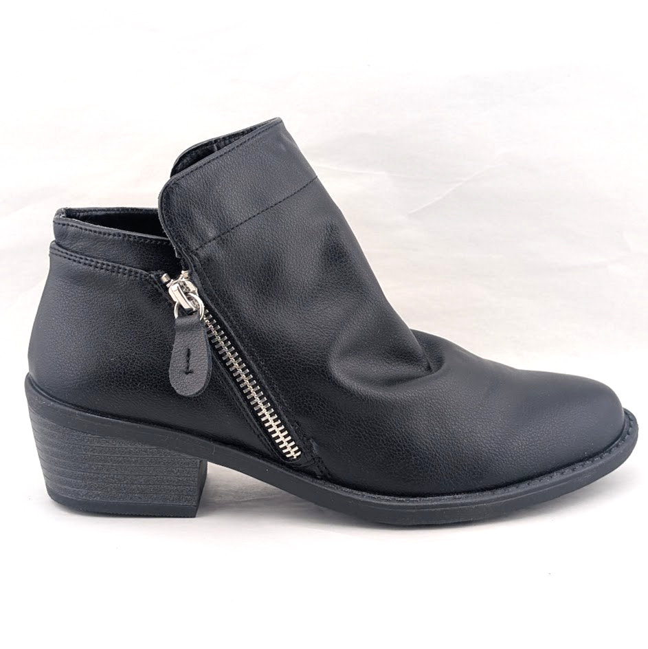 Easy Street Womens 7N (Narrow)  Black Gusto Slouch Zip Up Ankle Booties Easy Street
