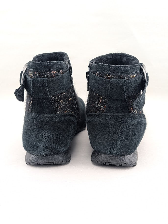 Skechers Womens Size 6  Bikers Lite High-Grade Suede & Sweater Knit Ankle Boot SKECHERS