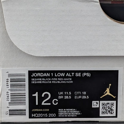 Jordan Unisex 12c Air Jordan 1 Low Alt SE PS Pizza Shoes Tan Black Red Q2015200 Jordan