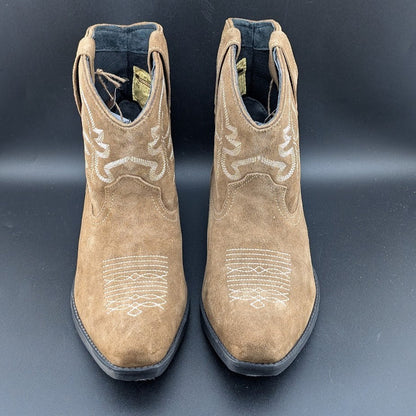 Roper Women's Sz 9.5 Dusty II Tan Brown Cow Suede Western Booties Snip Toe NIB Roper