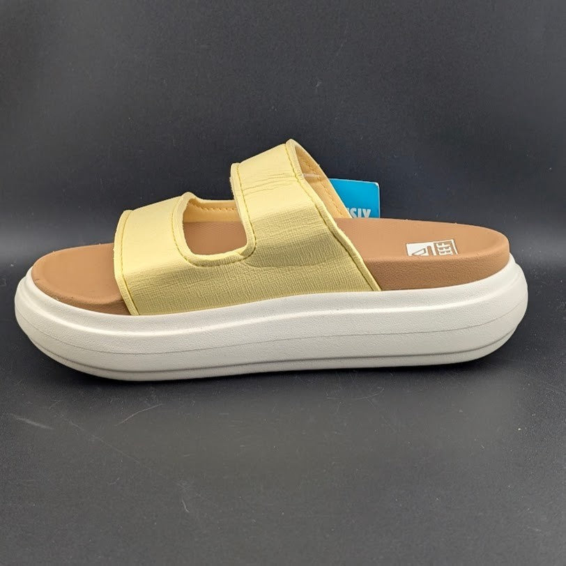 REEF Cushion Bondi 2 Bar Women’s Sizes 6-11 Platform Sandals Yellow Pale Banana Reef