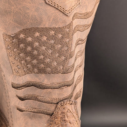 Rebel™ By Durango® Size 10W Brown Distressed Flag Embroidery Boots DDB0314 $185 Durango
