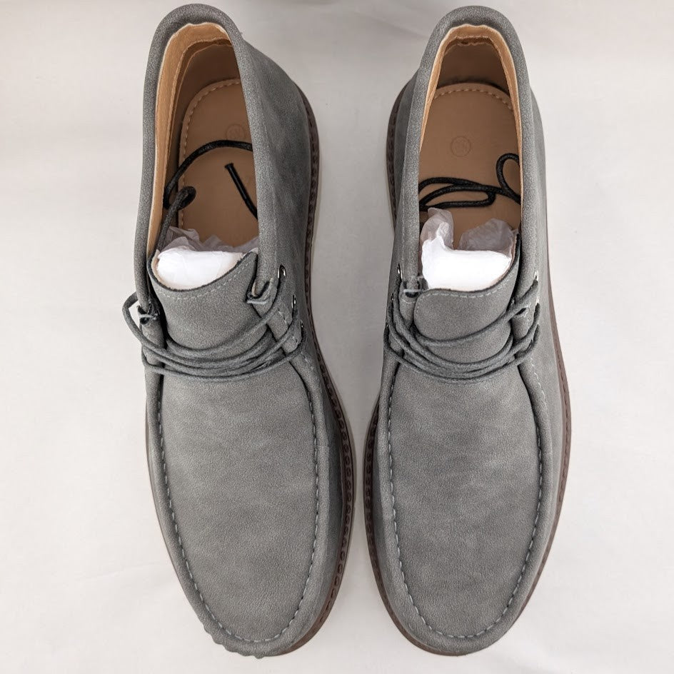 Men's Size 9.5 Moc Toe Boots Comfortable Lightweight Chukka Casual Wedge Grey Coutgo