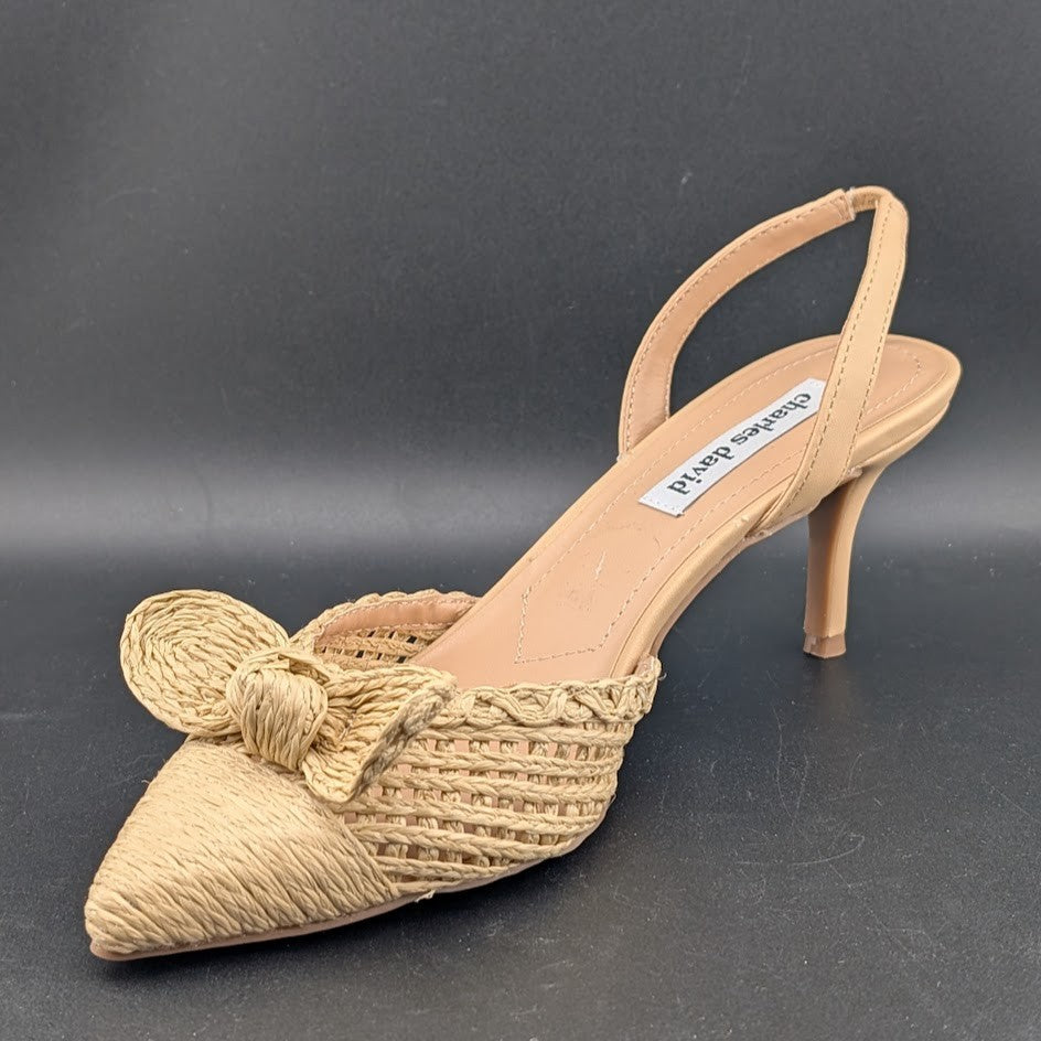 Charles David Allyson Raffia Slingback Pump Heel Shoes Size 8.5 NEW CHARLES DAVID