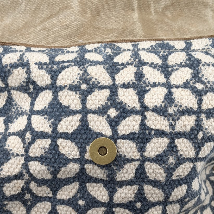 OHLAY By American Darling Cowhide and Cotton Crossbody Bag w/ Leather Trim 12x10 American Darling
