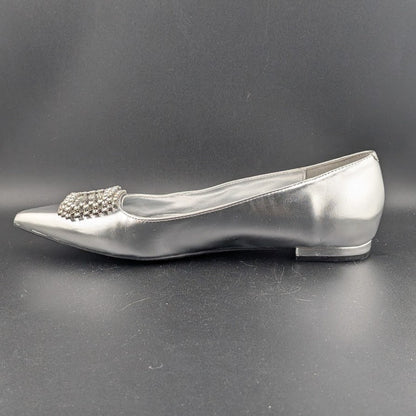 Nine West Size 8.5 Jesikes Rhinestone Medallion Slip-On Pointy Toe Dress Flats Nine West