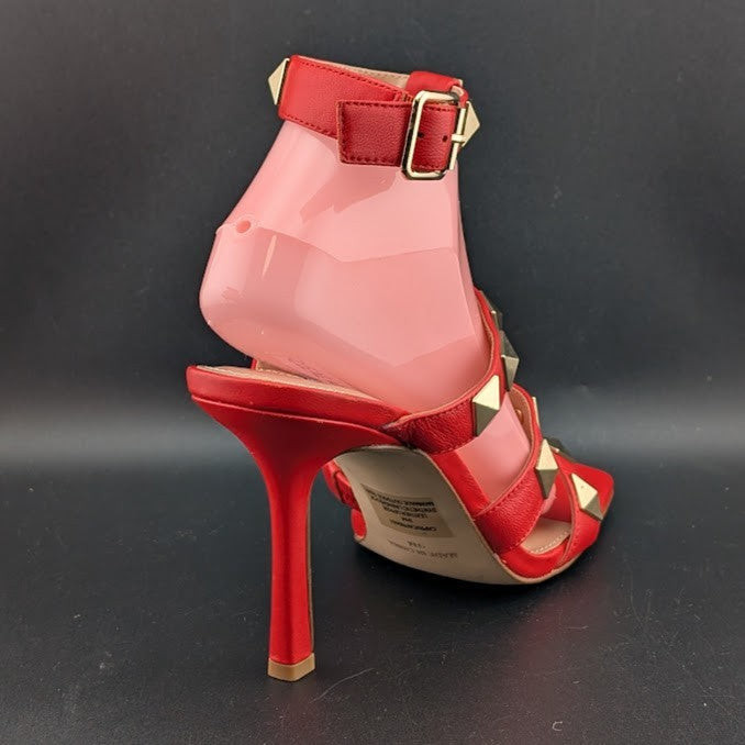 NEW Steve Madden Capri Studded Women's Leather 4" Stiletto Sandals-Red Size 9M Steve Madden