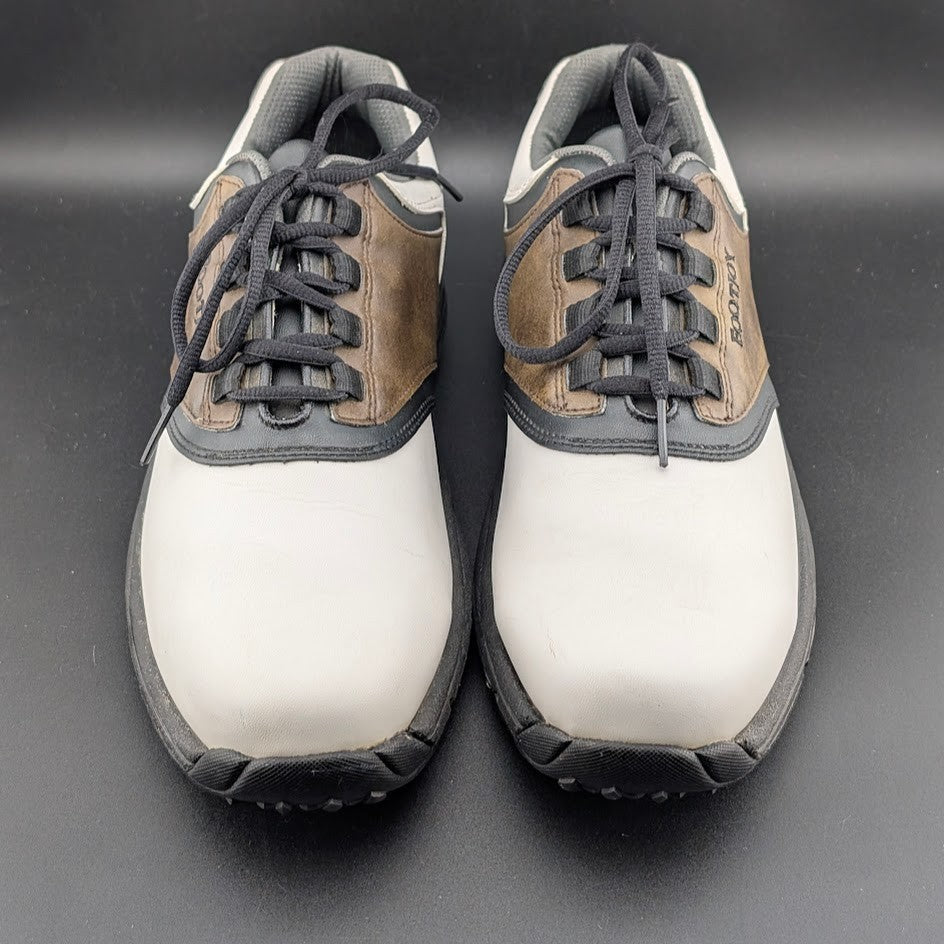 FootJoy GreenJoys Mens Size 8.5 White Brown Leather Oxford Golfing New Cleats FootJoy