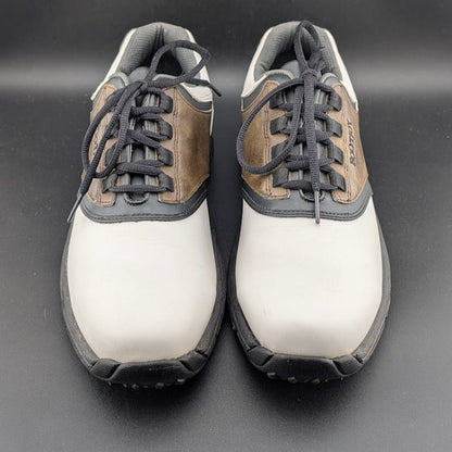 FootJoy GreenJoys Mens Size 8.5 White Brown Leather Oxford Golfing New Cleats FootJoy