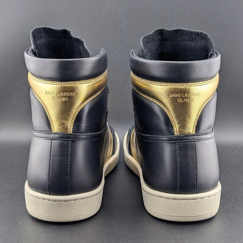 NM Saint Laurent SL/10H Black Gold High Top Sneakers EU 41 Saint Laurent