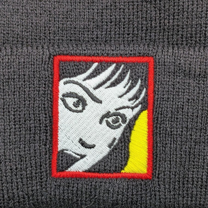 Ripple Junction Junji Ito Collection Shocked Face Embroidered Cuff Beanie Black Ripple Junction