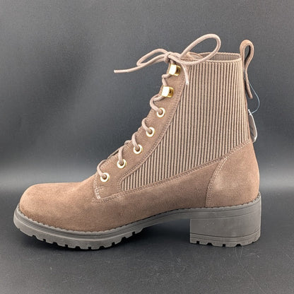 Cole Haan Women's 6.5W Camea Combat Boot Waterproof Dark Chocolate Brown Suede Cole Haan