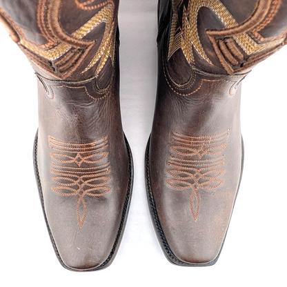 Mens Rodeo Cowboy Boots Genuine Leather Hibrido Suela Tacoma Cuero Bota Vaquera REYWELT