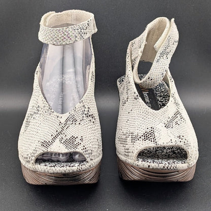 Bernie Mev "Mely" Leather Snakeskin Slingback Wedge Platform Sandals Sizes 6.5-8 Bernie Mev