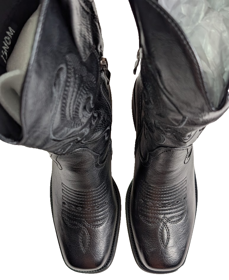 ISNOM Size 7.5 Cowgirl Cowboy Boots for Women, Western with Square Toe, Pull-on ISNOM