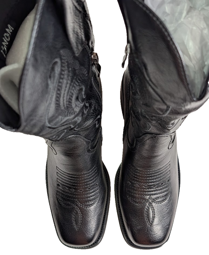 ISNOM Size 7.5 Cowgirl Cowboy Boots for Women, Western with Square Toe, Pull-on ISNOM