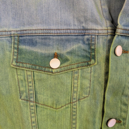 Reigning Fury Dip Dye Green Denim Jean Jacket Medium Reigning Fury