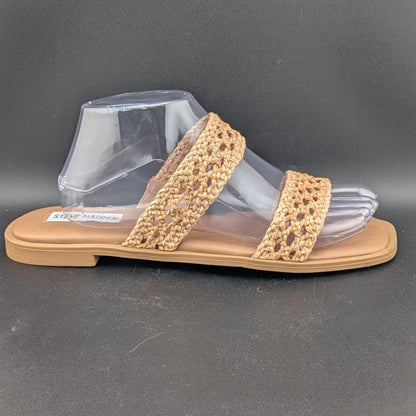 Steve Madden Wo's Size 9  Dutchess Woven Slide Sandals, Natural Steve Madden