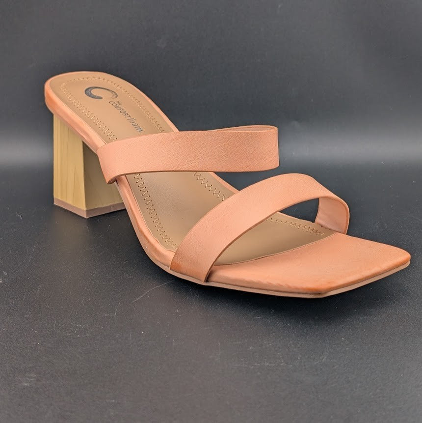 Journee Collection Women's 8.5 Nolla Square Toe 3" Heel Sandal Blush Journee Collection