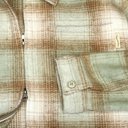 Museum Of Peace And Quiet Wordmark Cotton Plaid Jacket~Sage / Beige Size Medium Wordmark