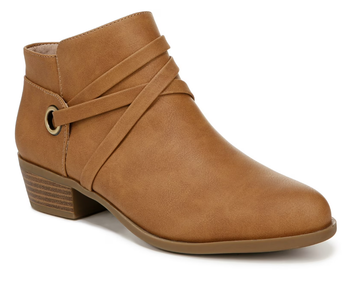 LifeStride Women's Amara Tan Bootie Multiple Sizes in Wide and Medium Flex Sole LifeStride